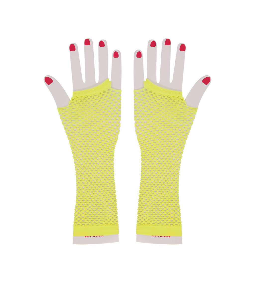 Síťované rukavice – neonově žluté, dlouhé