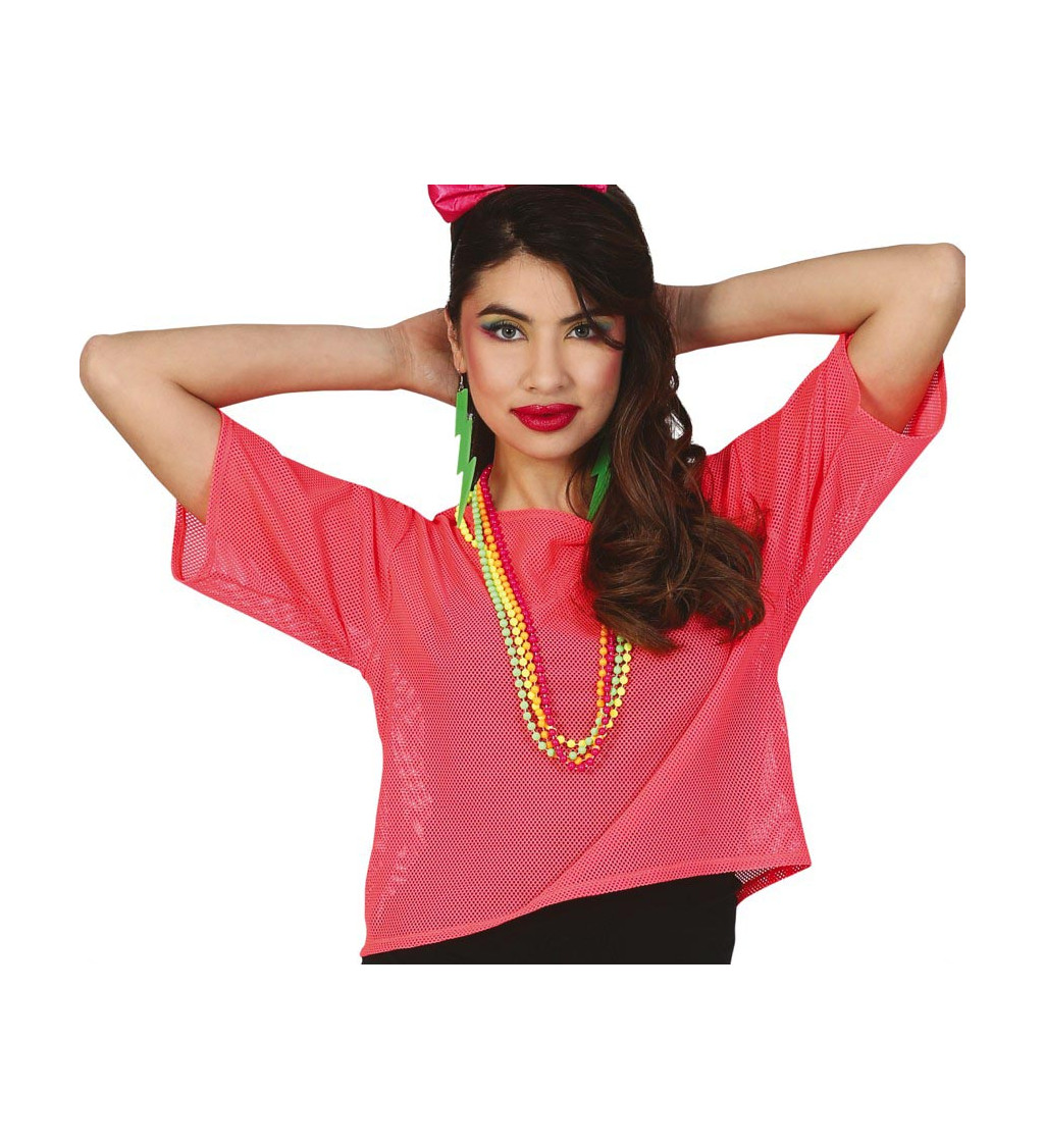 Síťované tričko – neonově růžové