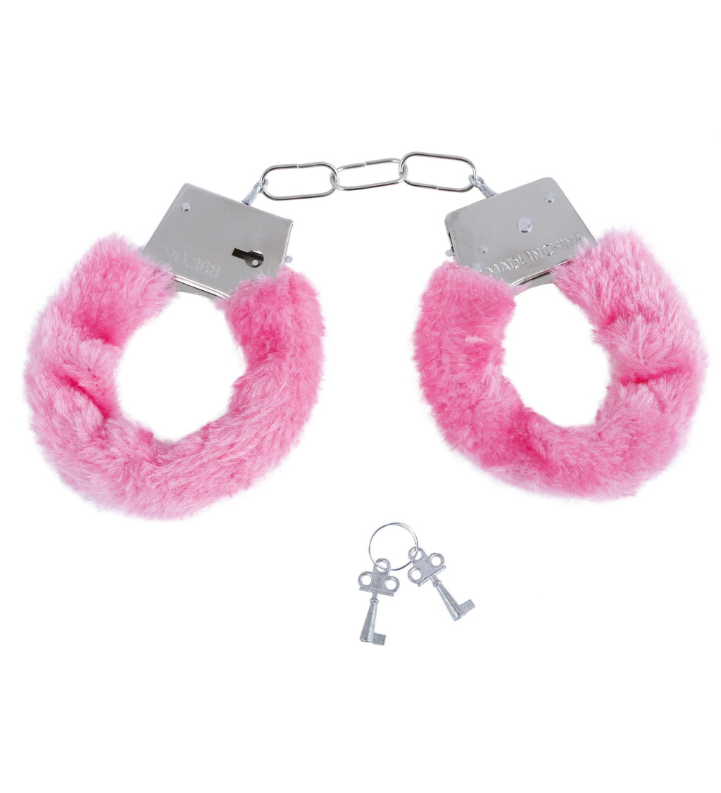 Hravá pouta – růžová chlupatá