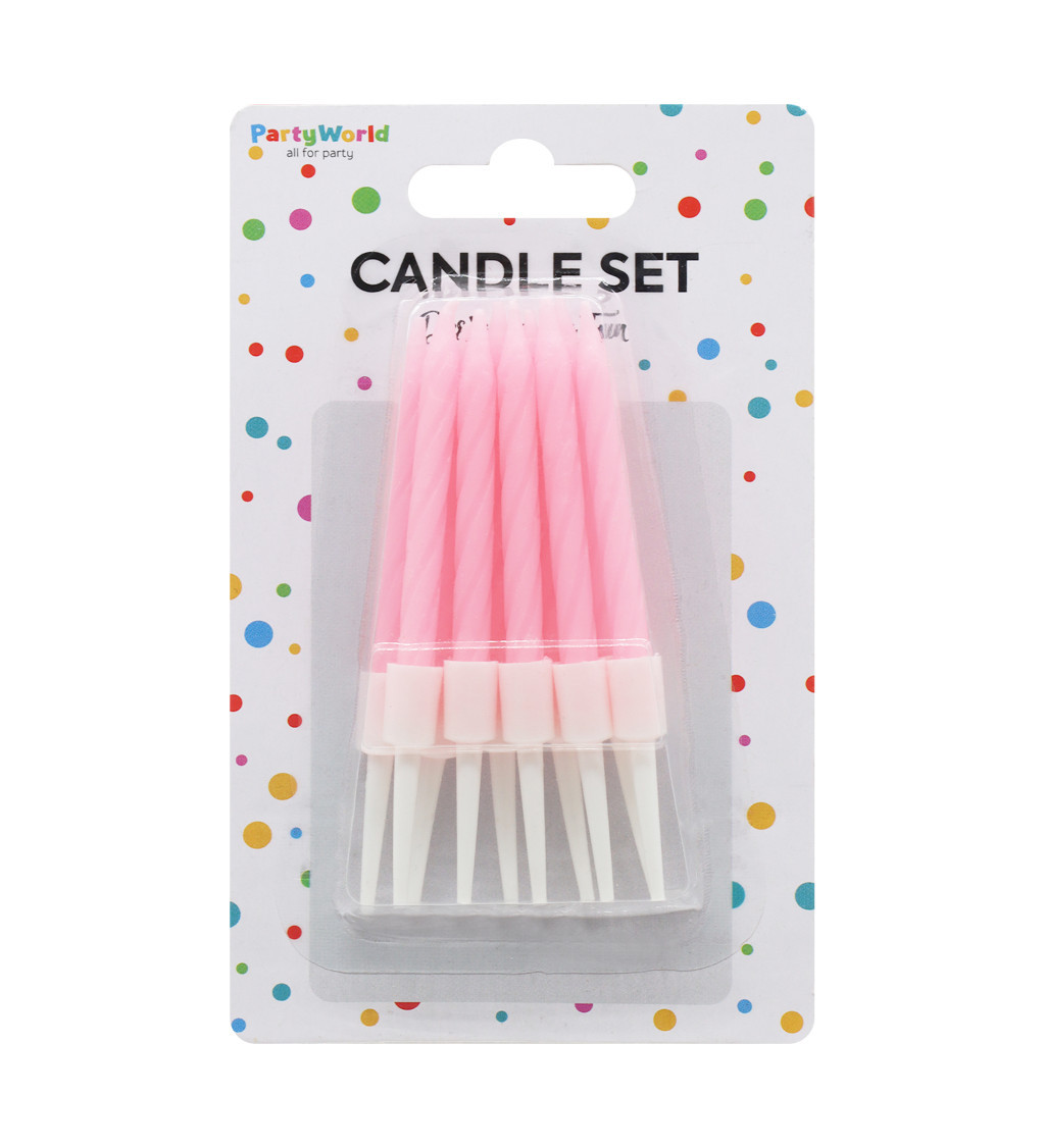 Spirálové narozeninové svíčky v růžové barvě – 10 ks