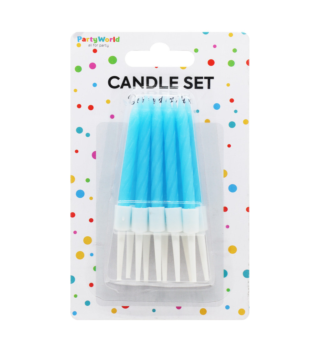 Spirálové narozeninové svíčky v modré barvě – 10 ks