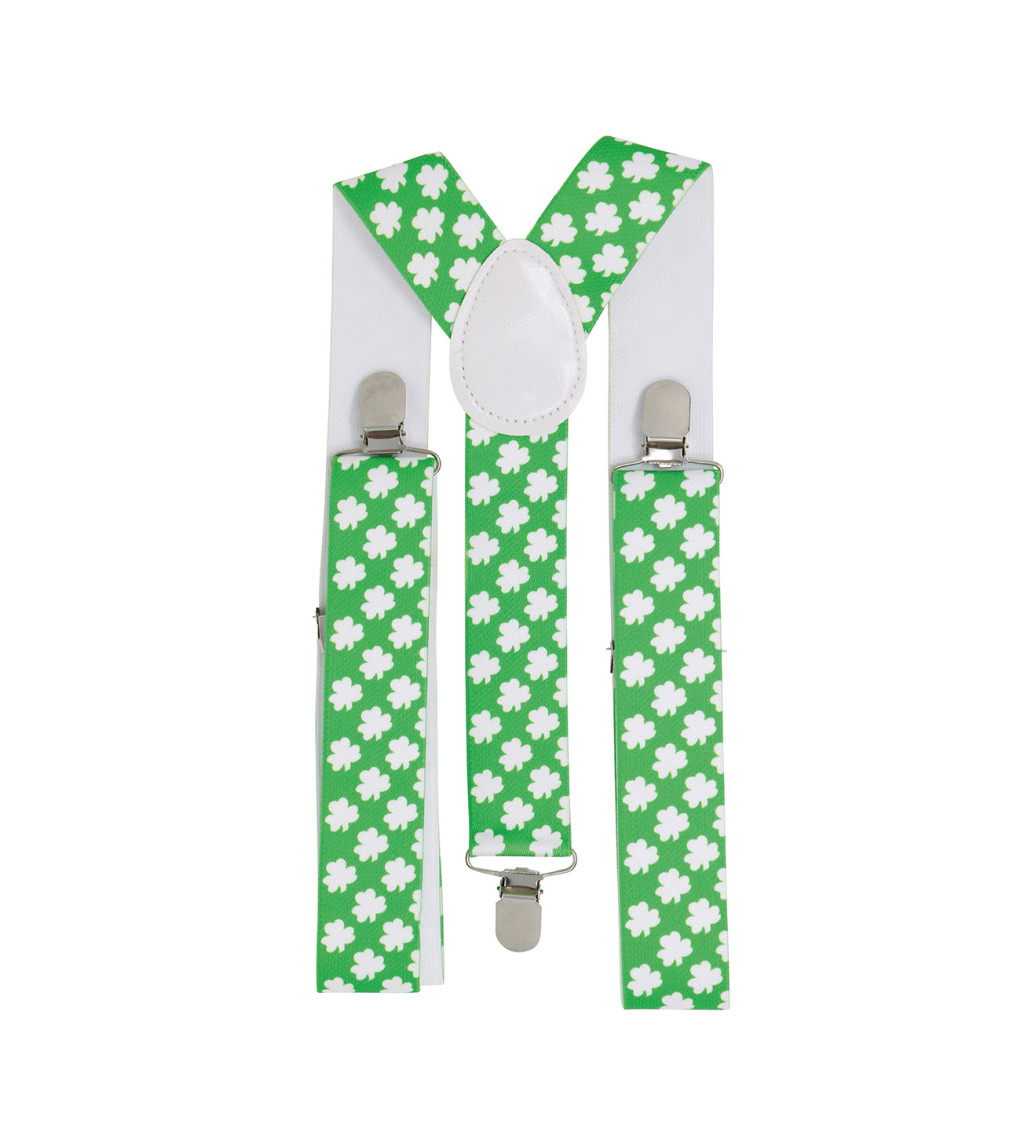 Zelené kšandy s čtyřlístkem