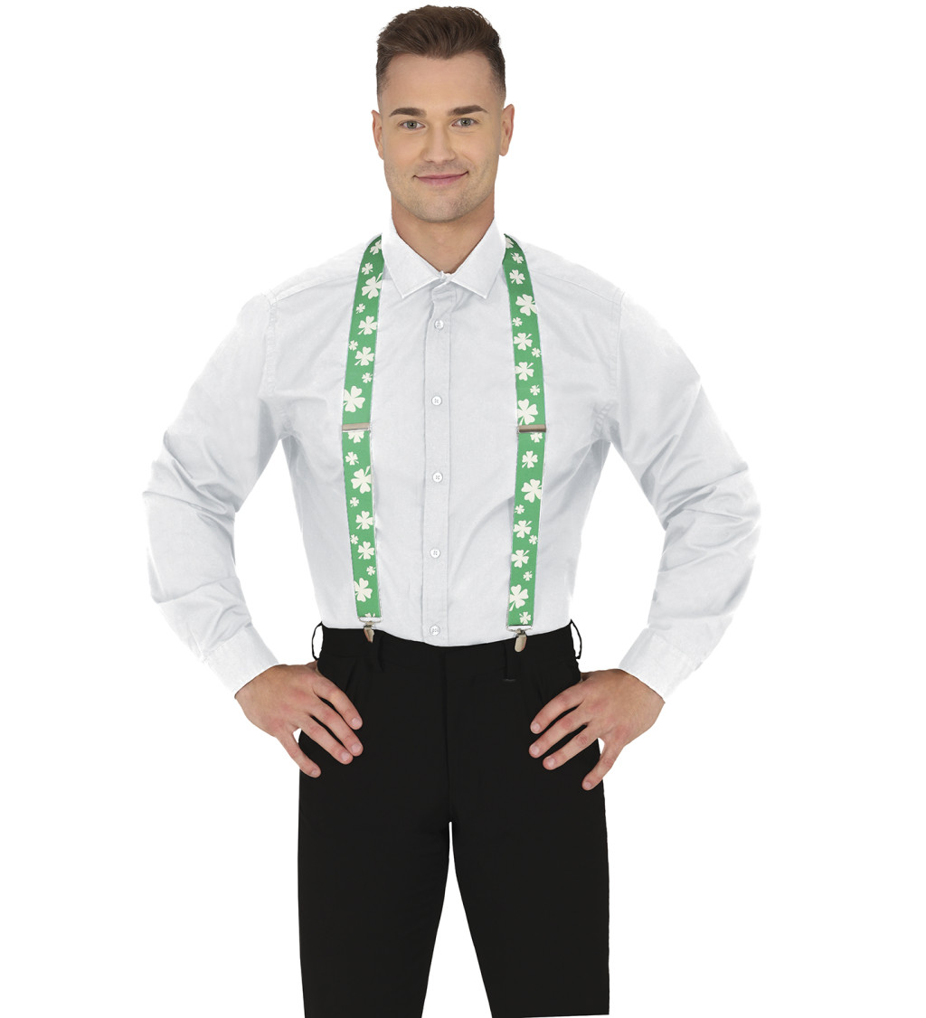 Zelené kšandy s čtyřlístkem