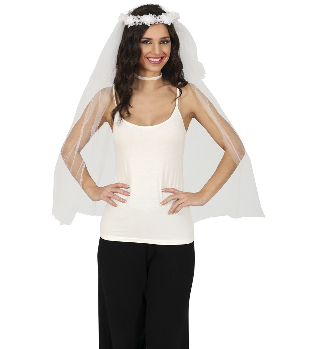 Závoj s květinovou korunkou