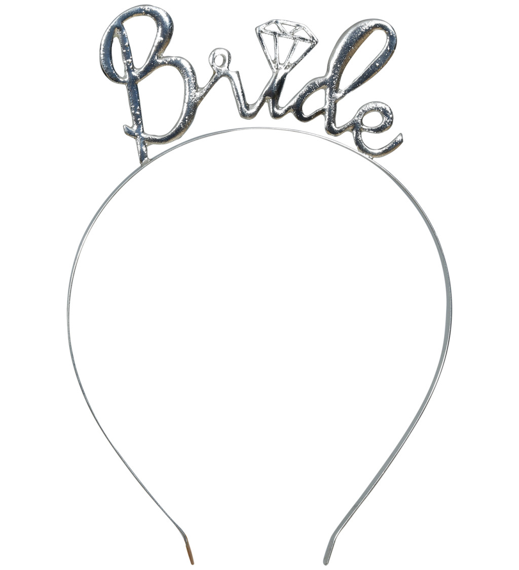 Stříbrná kovová čelenka „Bride