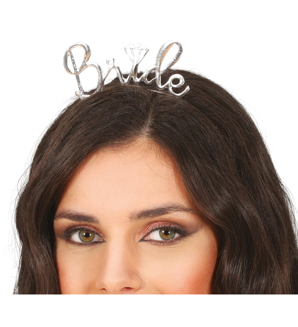 Stříbrná kovová čelenka „Bride