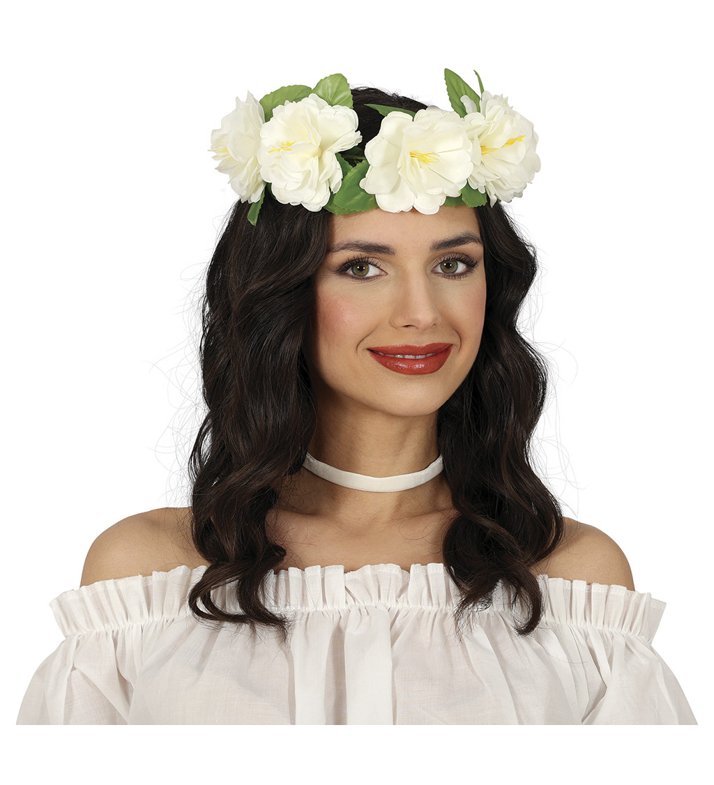 Bílá květinová čelenka