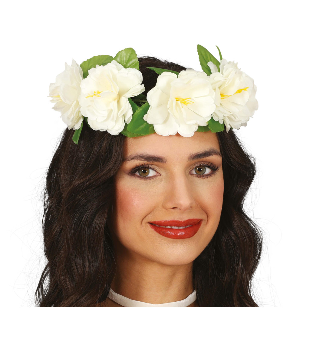 Bílá květinová čelenka