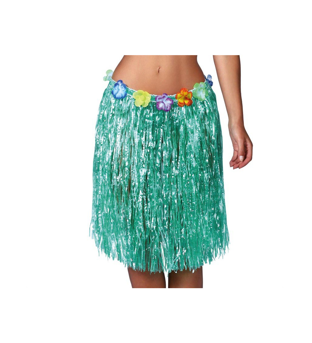 Zelená havajská sukně s květy