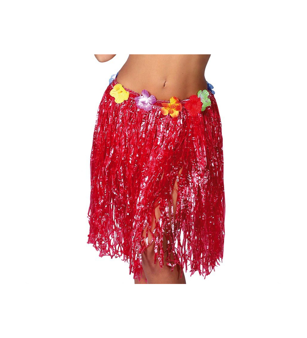 Červená havajská sukně s květy