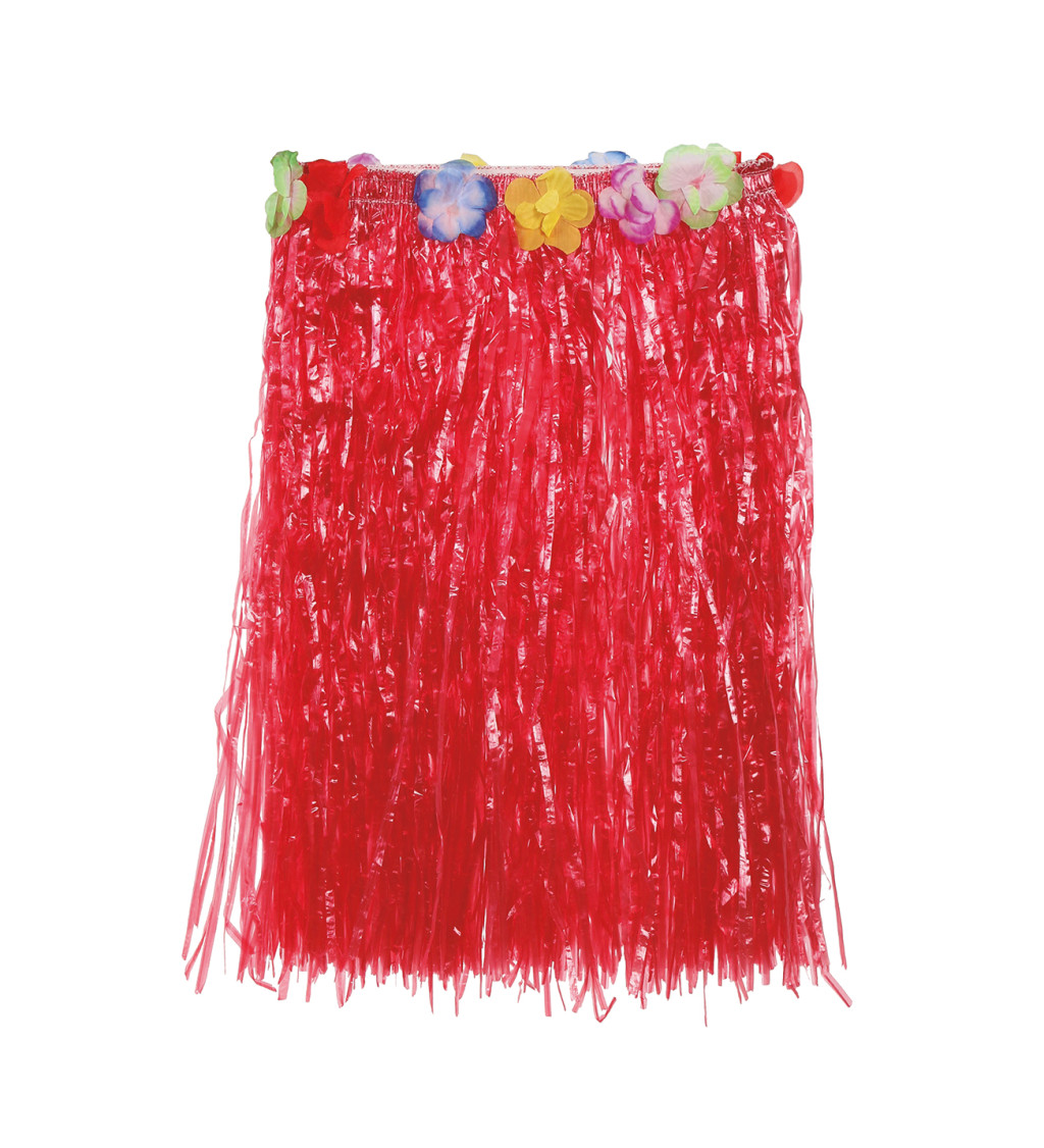 Červená havajská sukně s květy