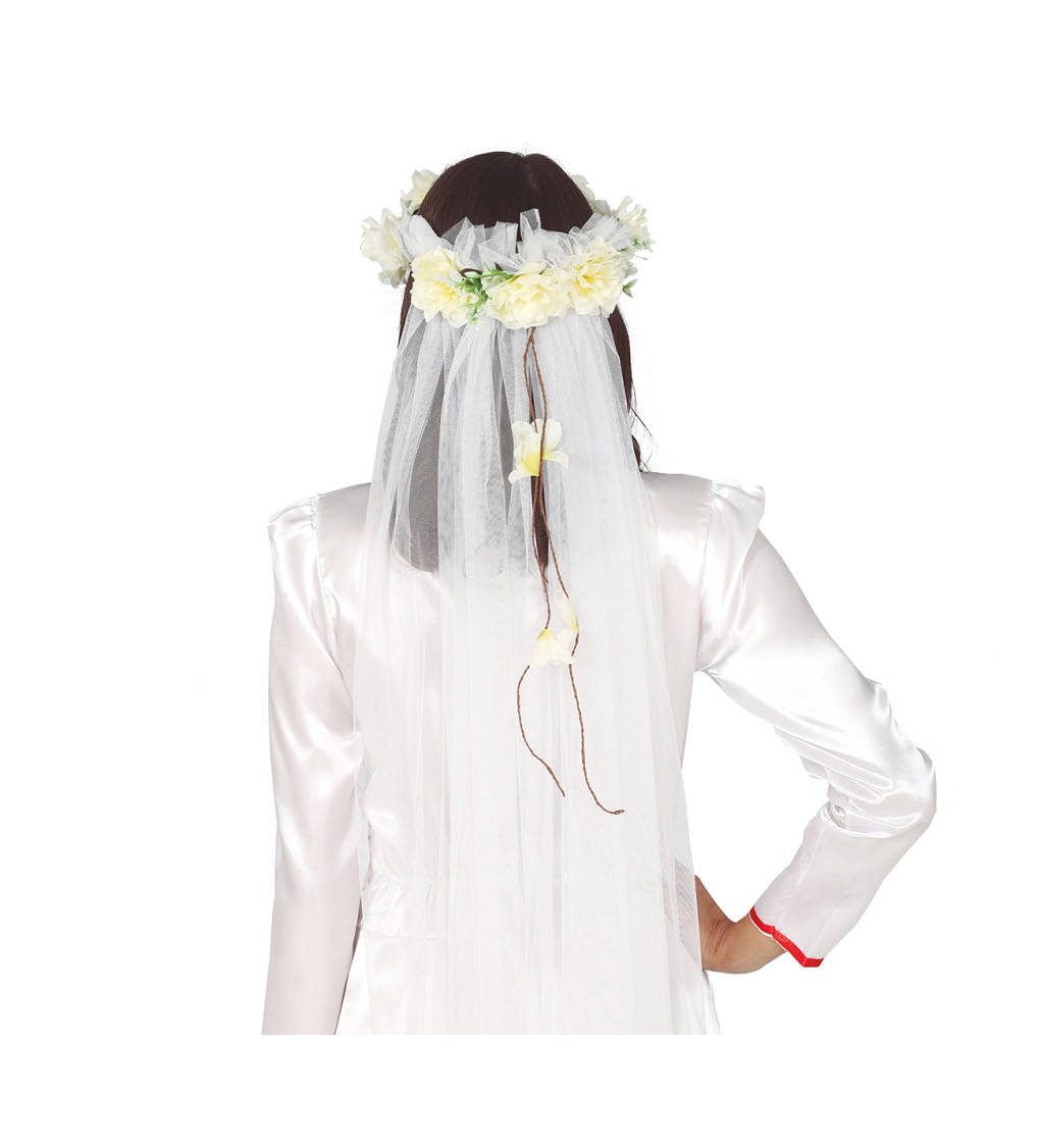 Čelenka s květinami a závojem