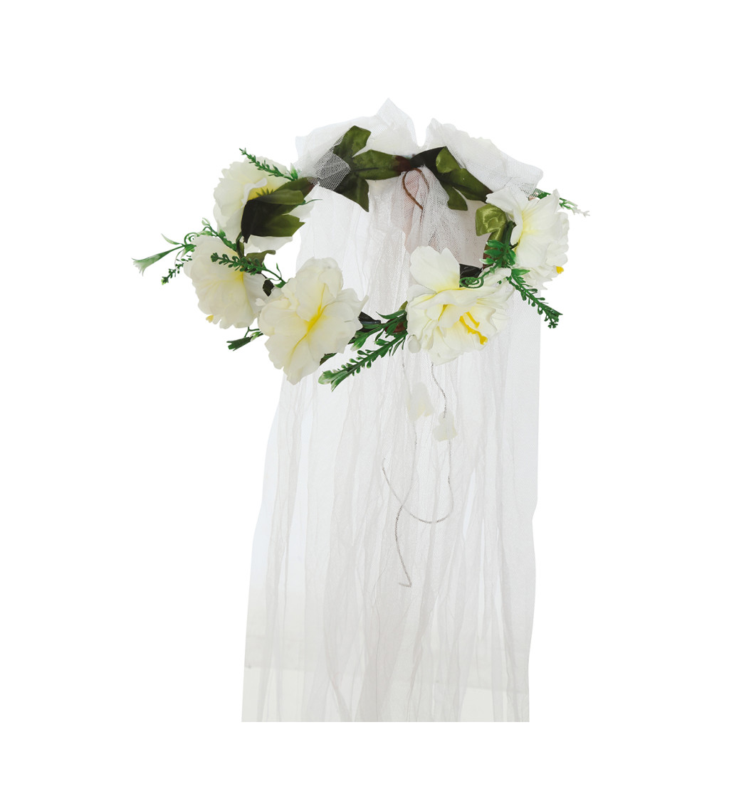 Čelenka s květinami a závojem