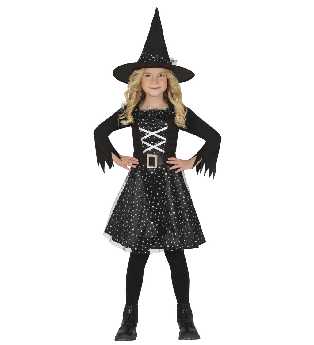 Kostým pro čarodějky – Dětský, se zlatými hvězdami