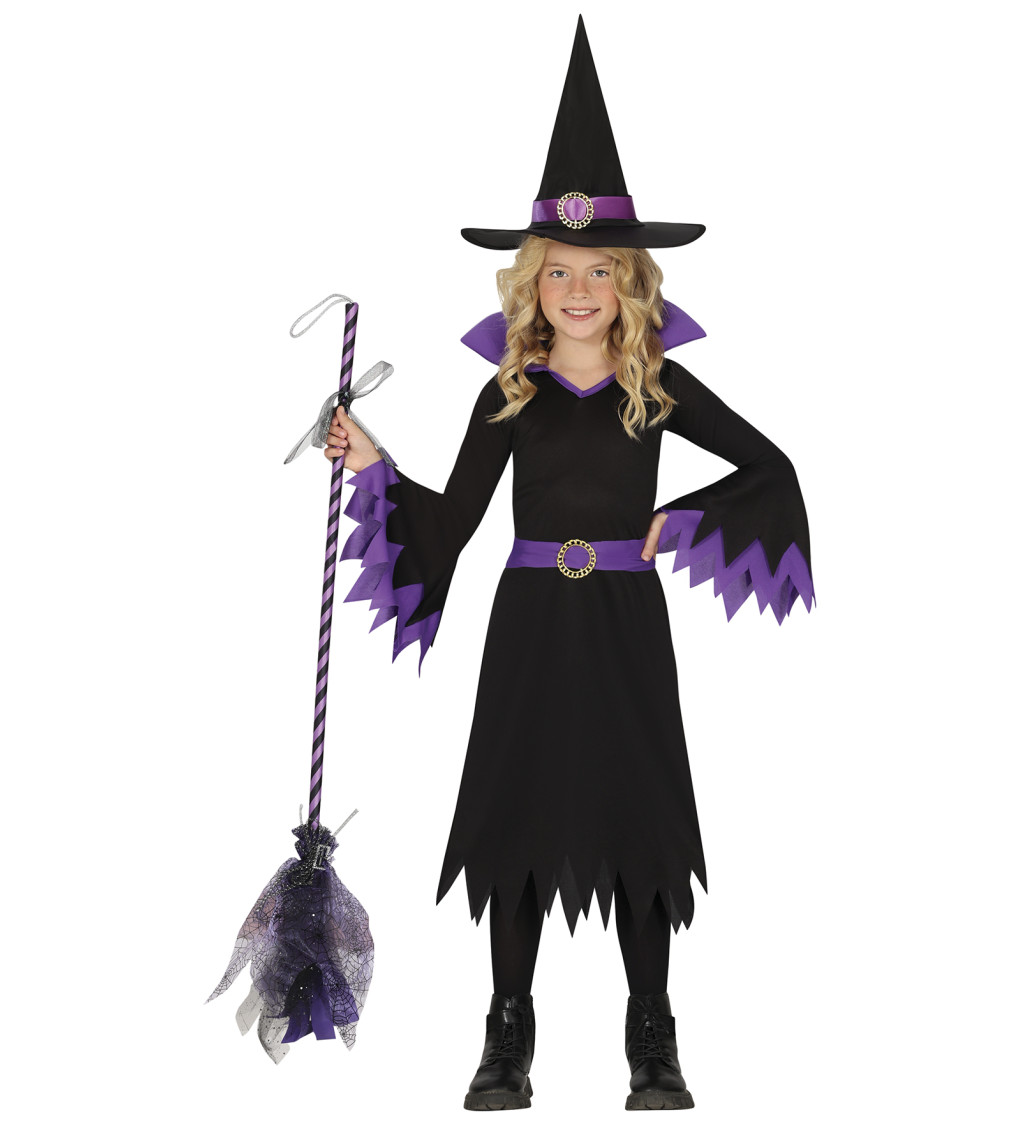 Kostým pro čarodějky – Elegantní fialovo-černý (Dětský)