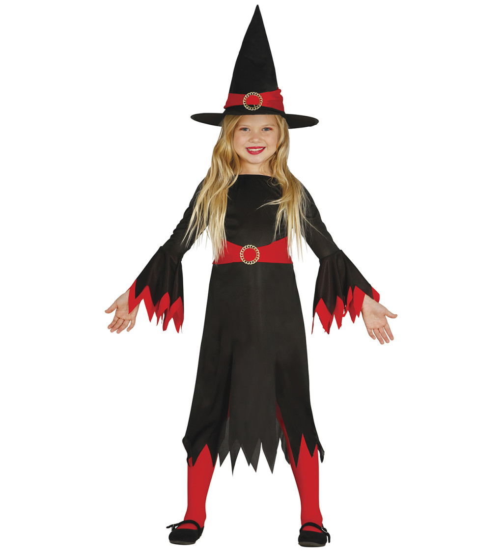 Kostým pro čarodějky – Dětský, s červenými detaily