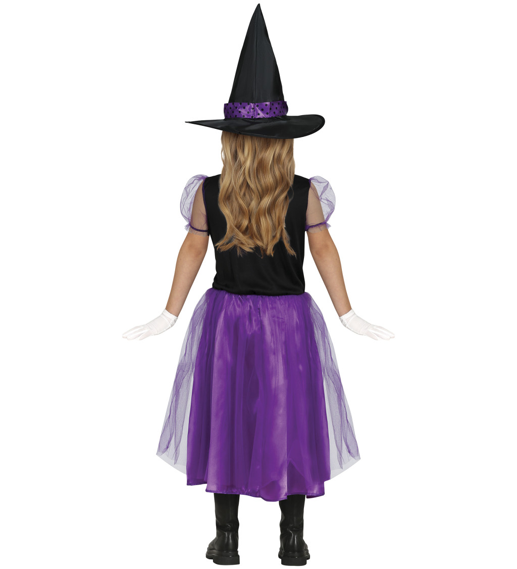 Kostým pro čarodějky – Dětský, fialovo-černý