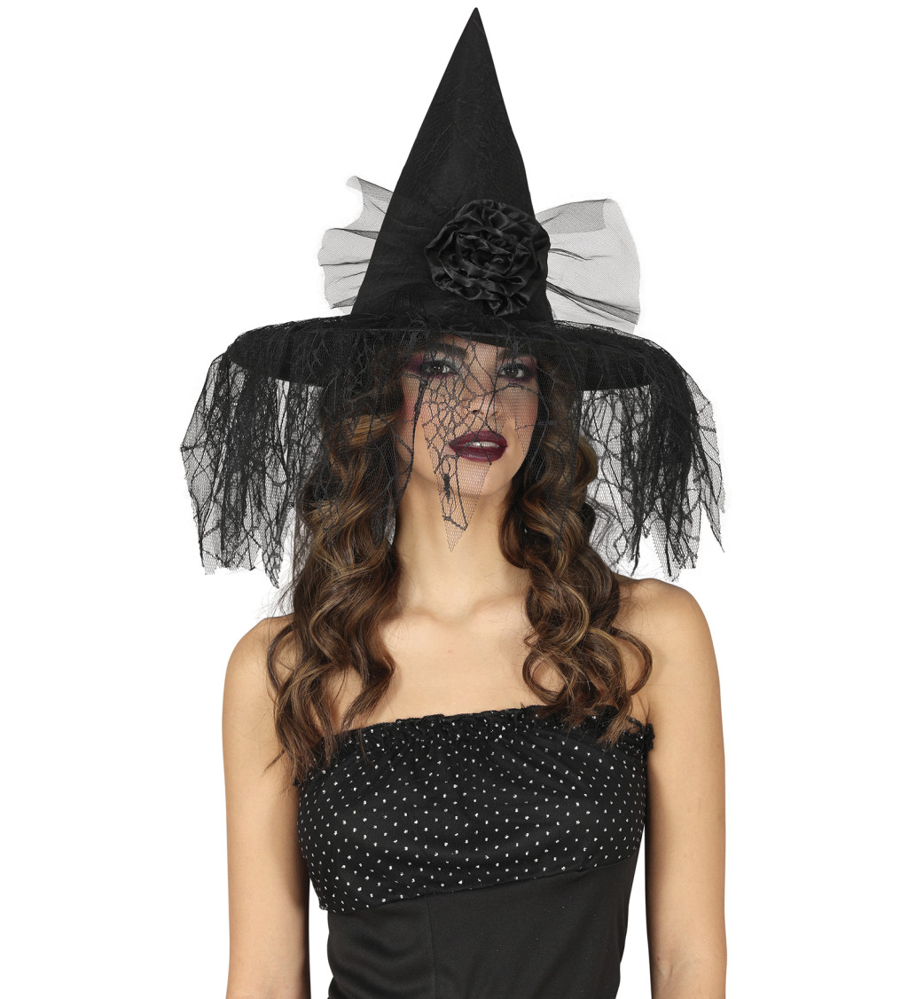 Klobouk pro čarodějky – S květinou a závojem