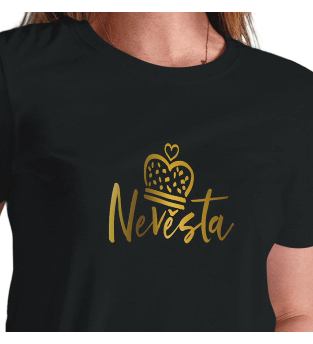 Dámské tričko černé - Nevěsta koruna