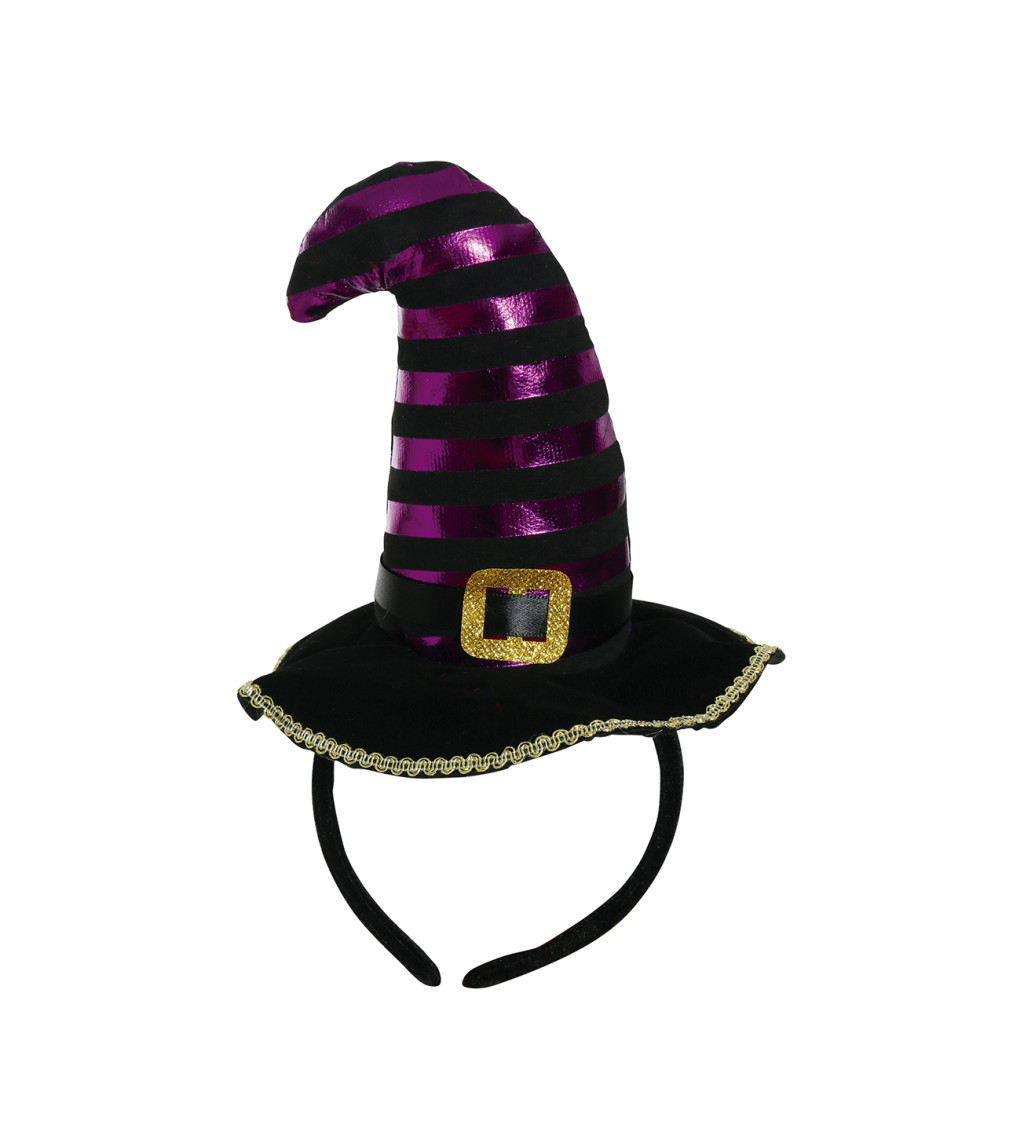 Mini klobouk pro čarodějky – Černo-fialový na čelence