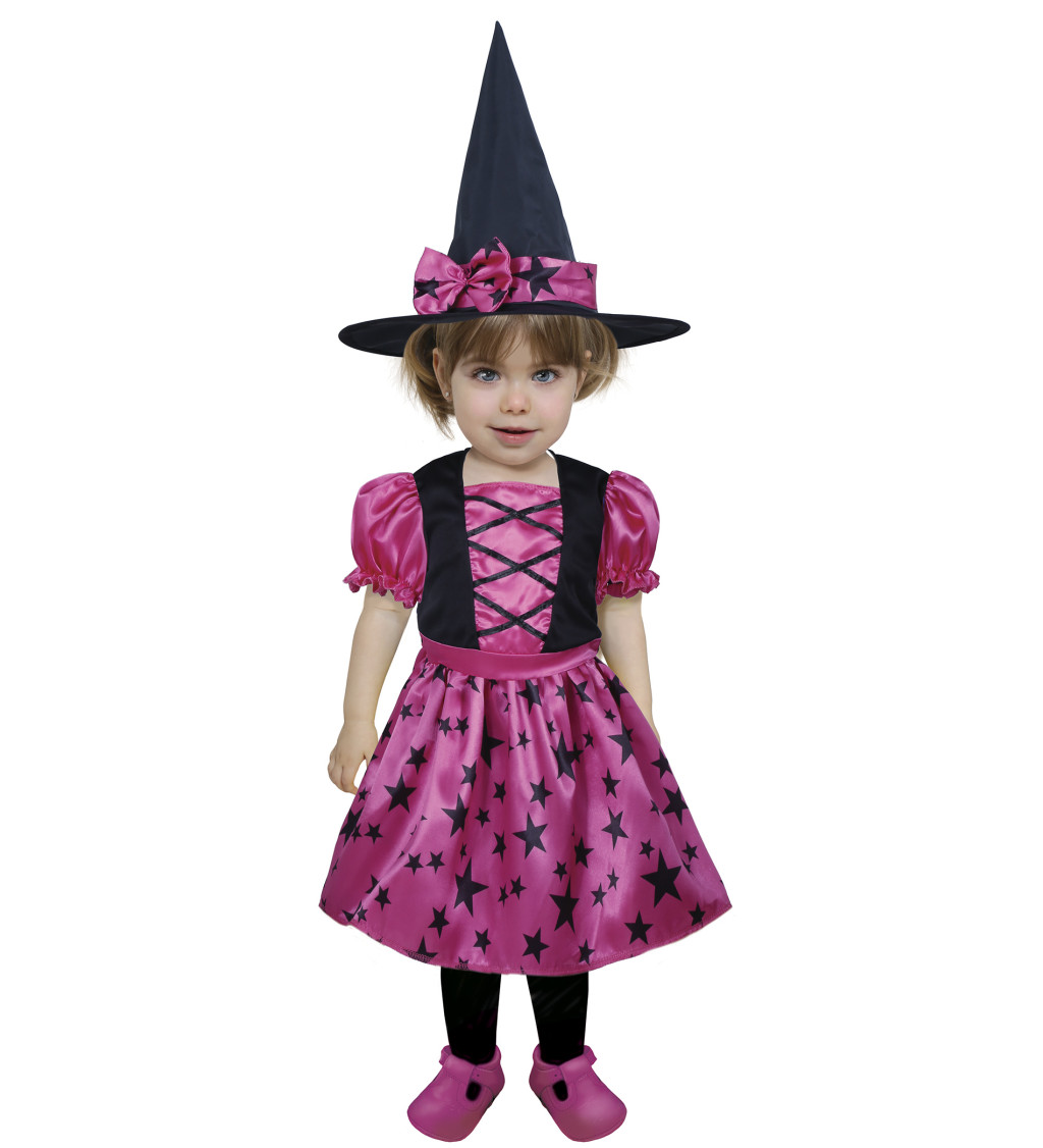 Kostým pro čarodějky – Růžová hvězdná magie (pro nejmenší)