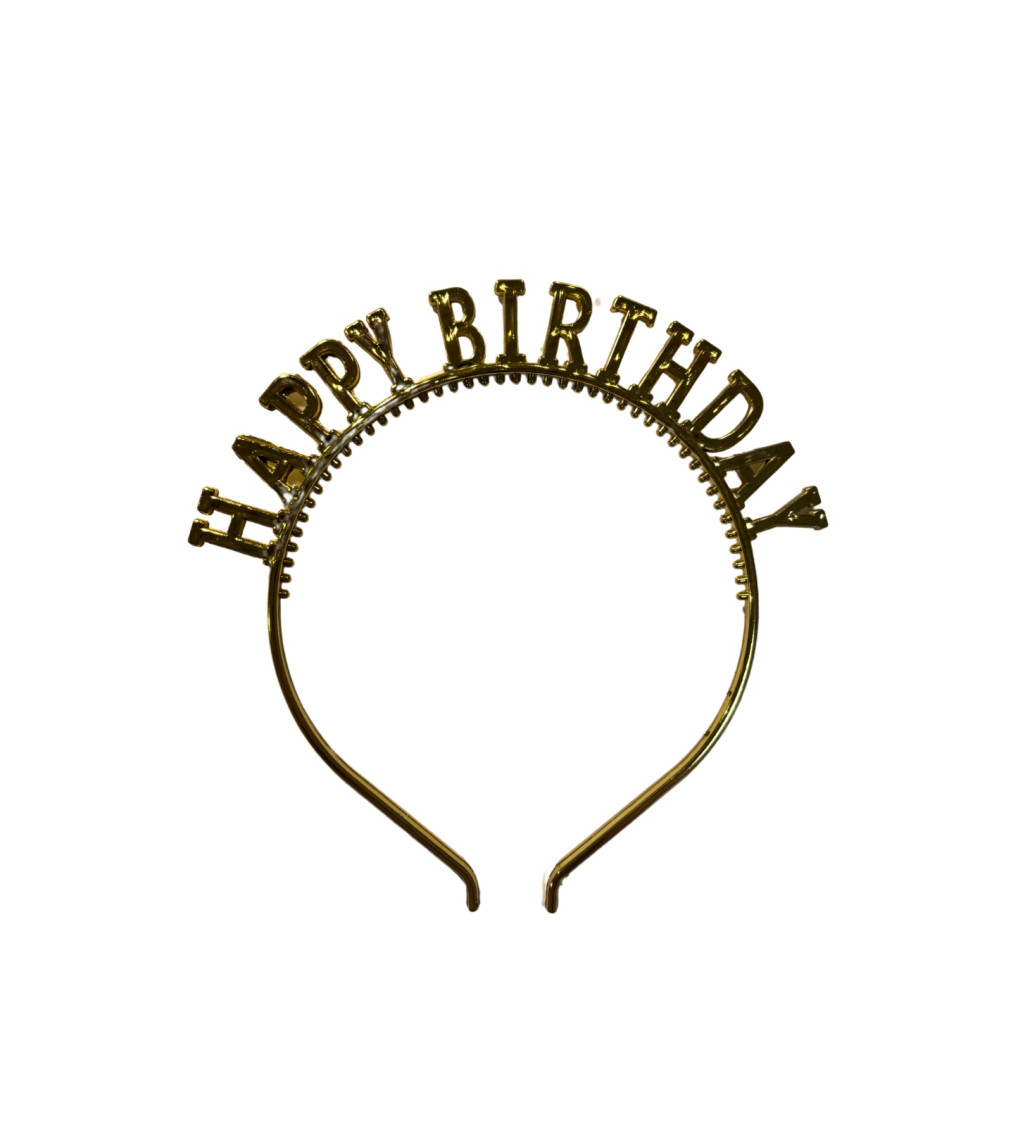 Narozeninová čelenka – zlatá „Happy Birthday“