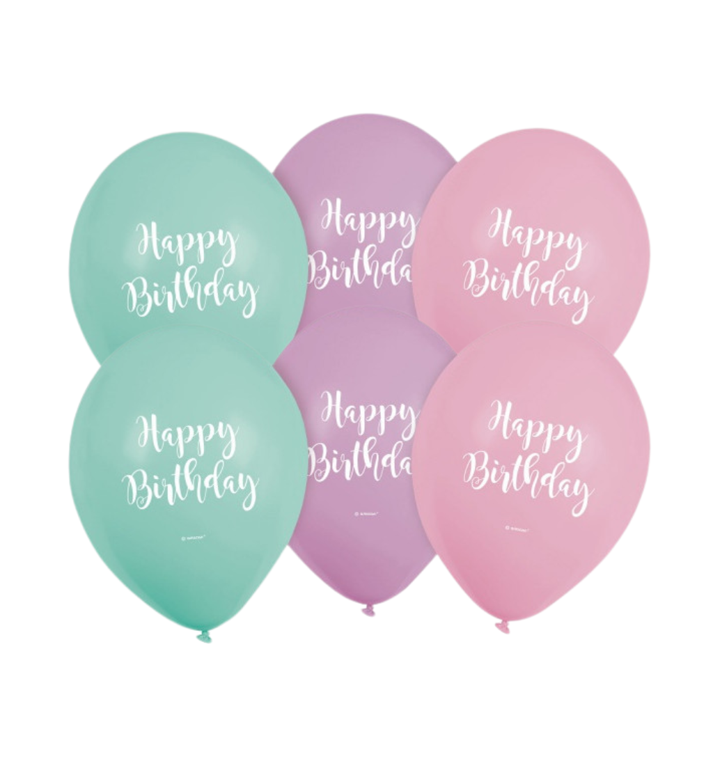 Balónky Happy Birthday - pastelové
