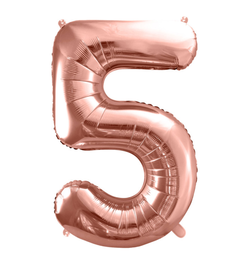 Fóliový rosegold balónek číslo 5