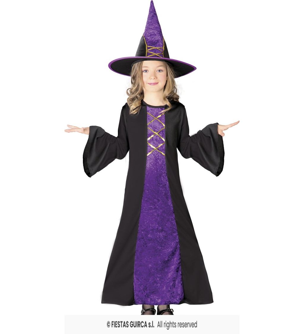 Fialový čarodějnický kostým pro dívky