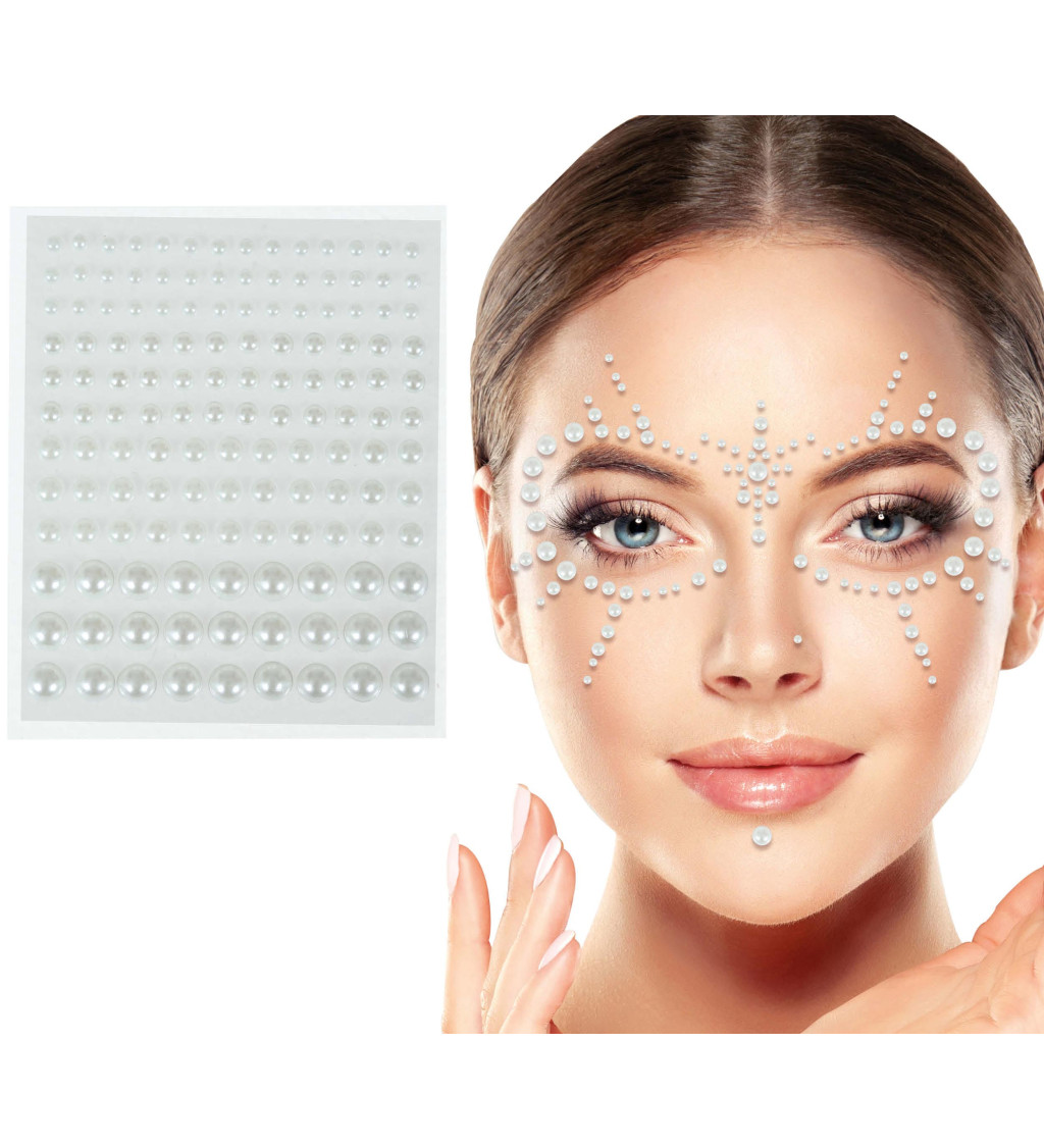 Samolepicí kamínky na obličej – perly