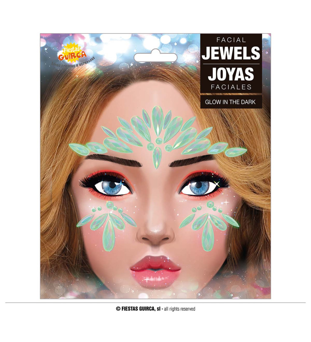 Svítící kamínky na obličej