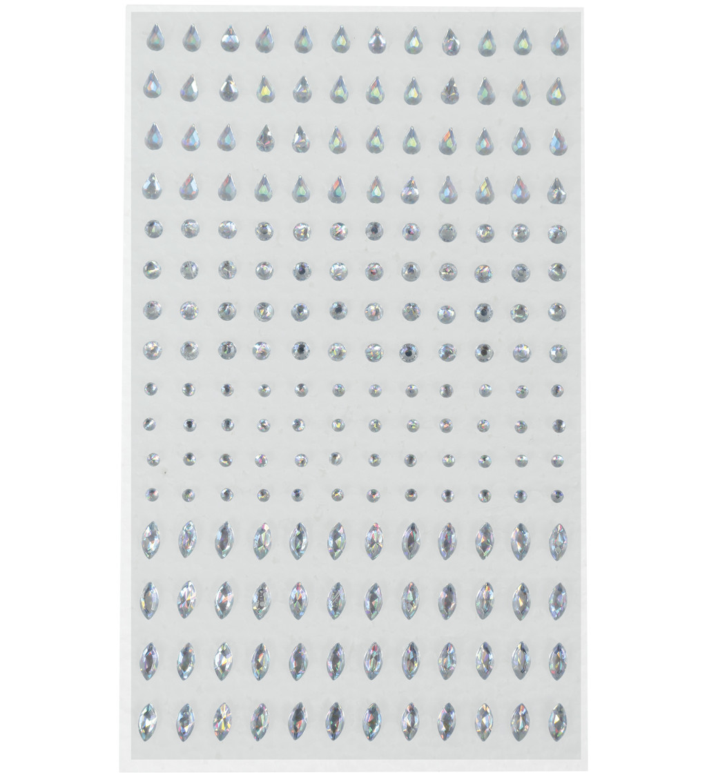 Stříbrné samolepicí kamínky na obličej