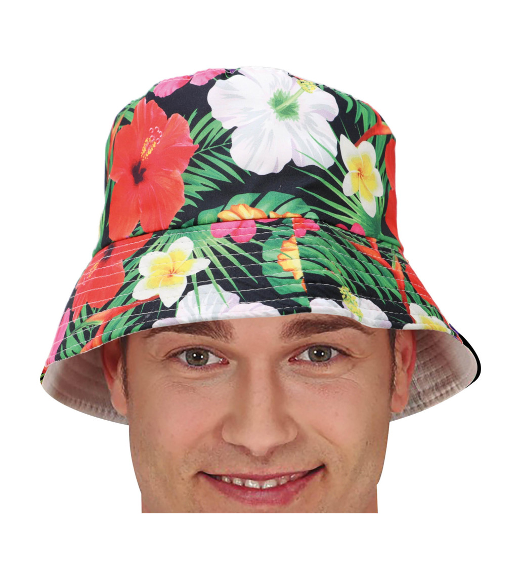 Havajský klobouk se zelenými listy