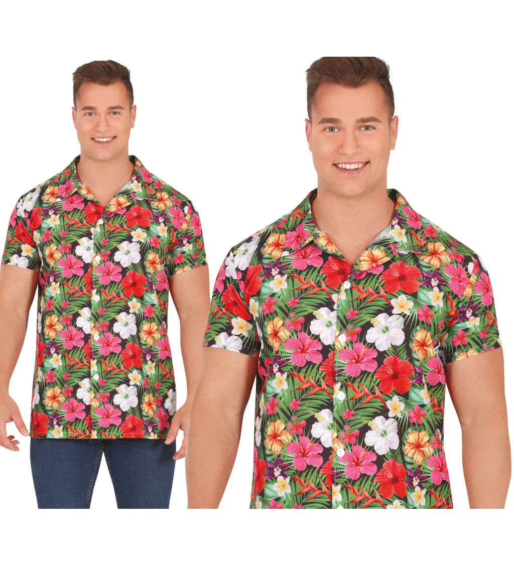 Havajská košile se zelenými listy