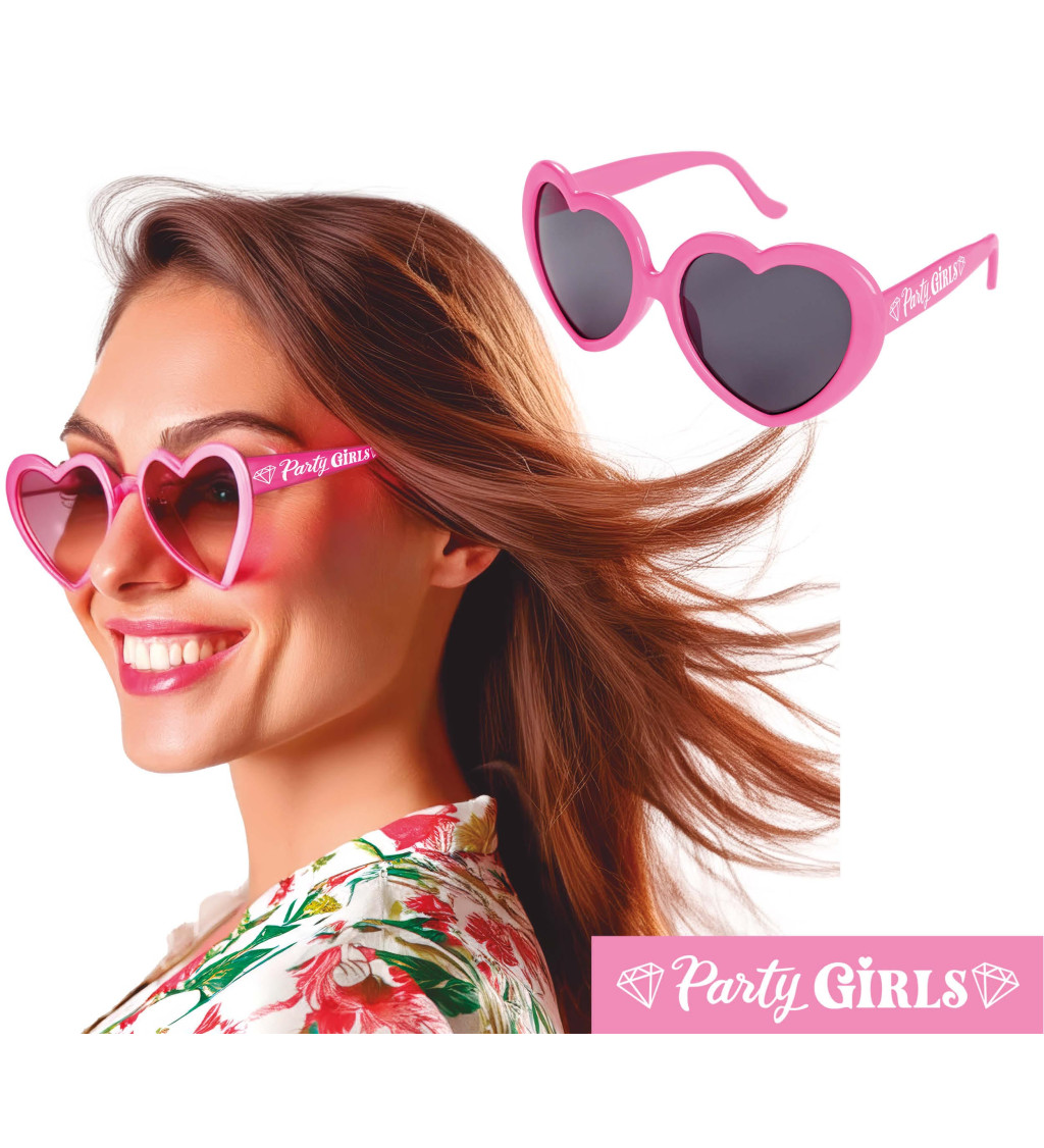 Růžové párty brýle ve tvaru srdce „Party Girls“