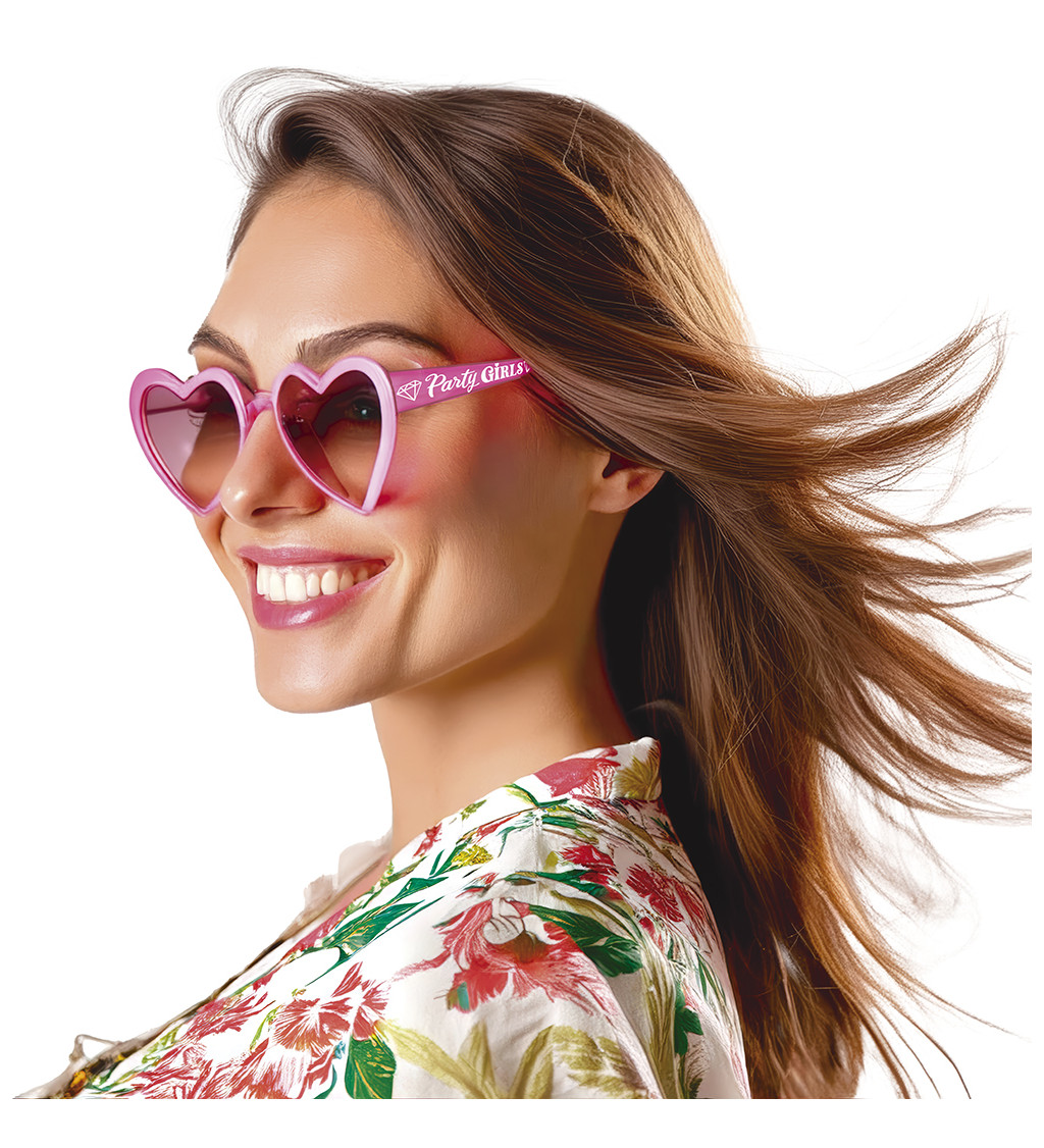 Růžové párty brýle ve tvaru srdce „Party Girls“