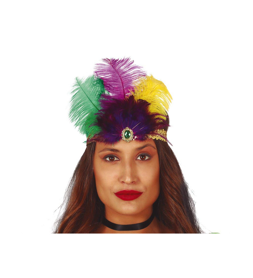 Zlatá čelenka s peřím – vintage 20. léta