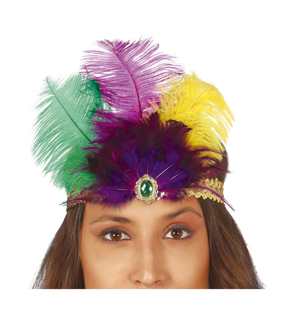 Zlatá čelenka s peřím – vintage 20. léta