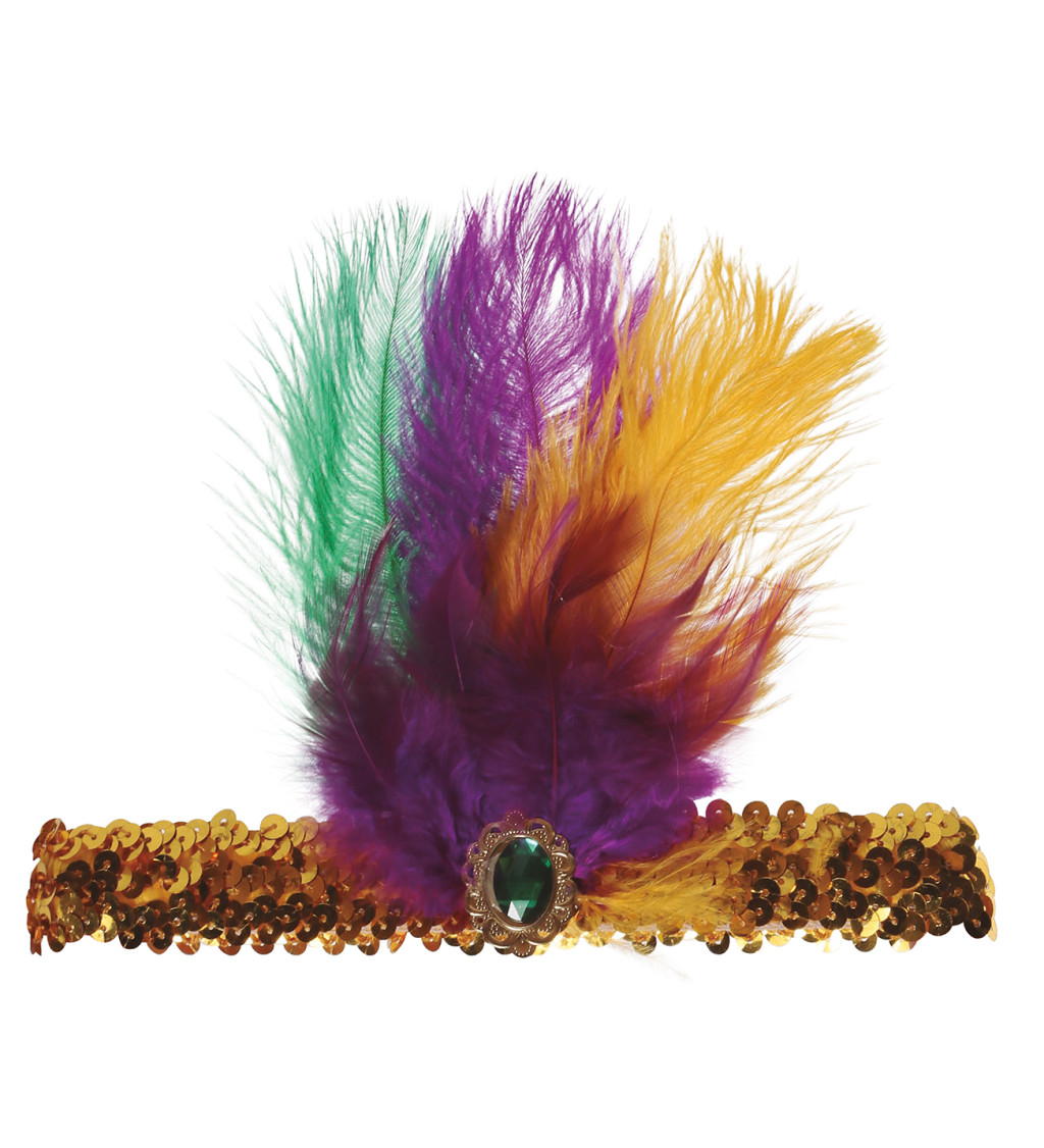 Zlatá čelenka s peřím – vintage 20. léta