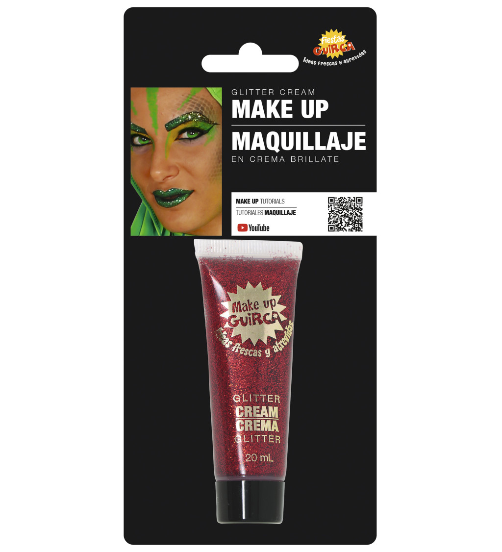 Červený třpytivý krémový make-up