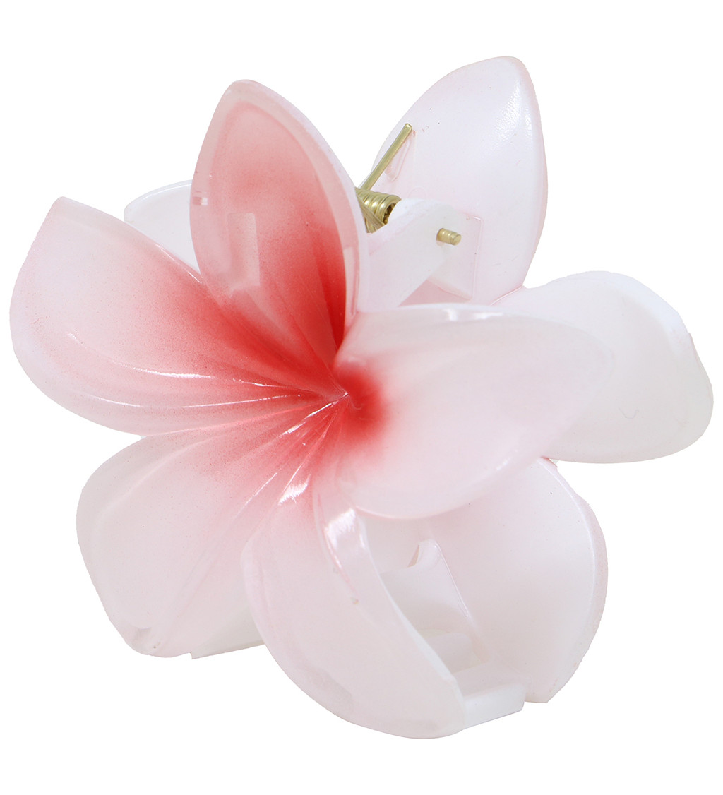 Havajská květinová sponka do vlasů – bílo-červená