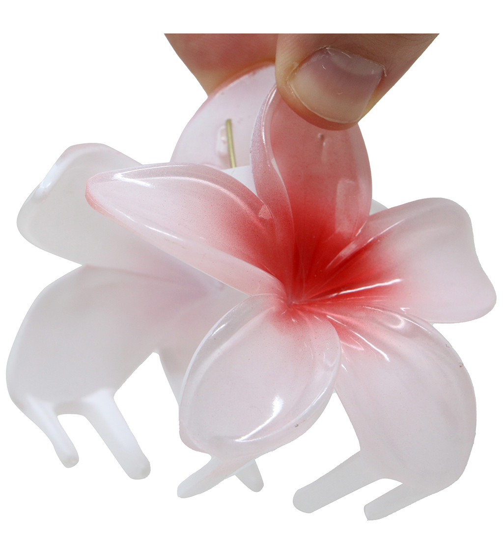 Havajská květinová sponka do vlasů – bílo-červená