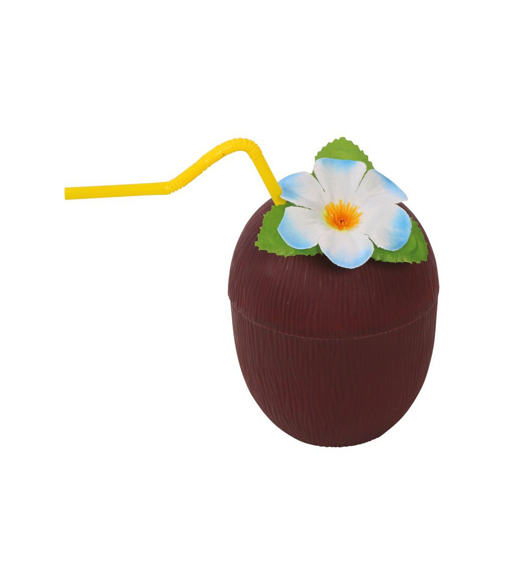 Kokosový pohár s brčkem