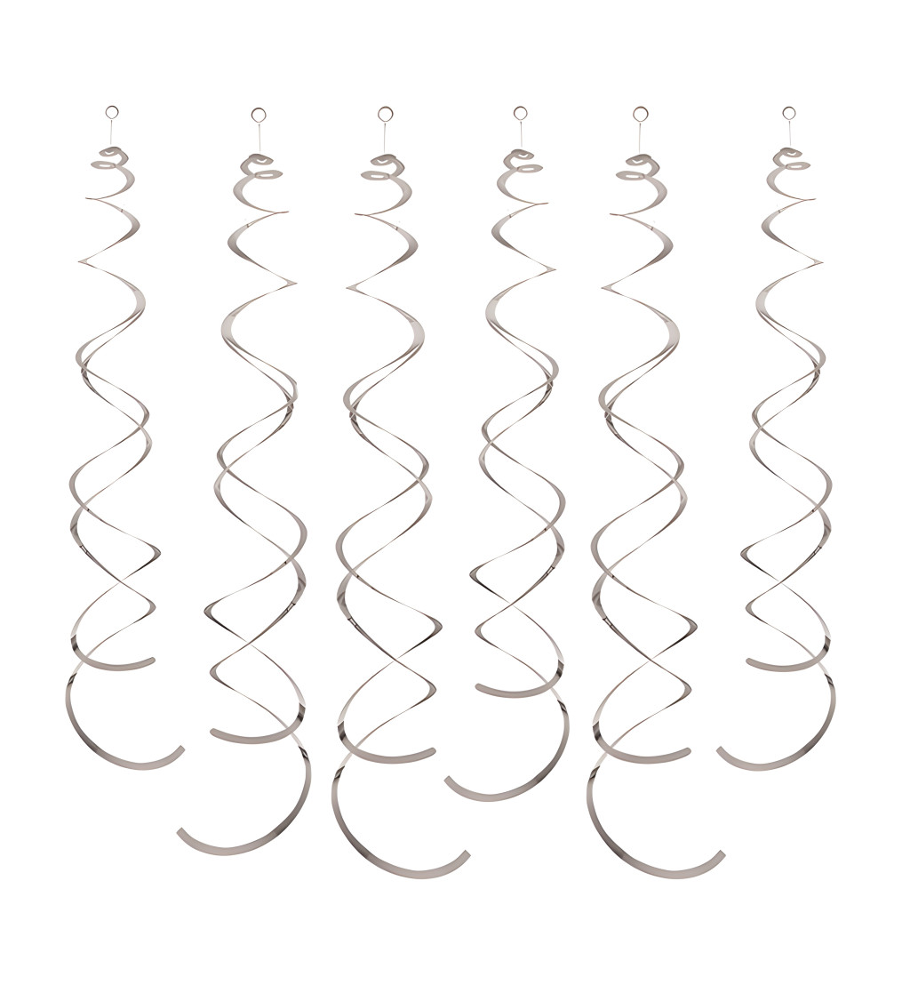 Dekorační spirály: stříbrné, 6 ks