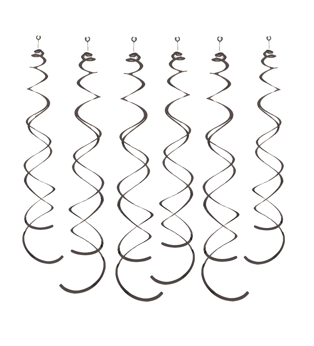 Dekorační spirály: černé, 6 ks