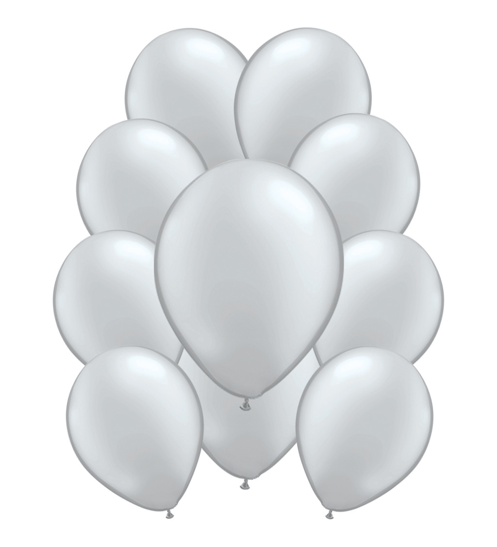 Stříbrné metalické latexové balónky – 10 ks