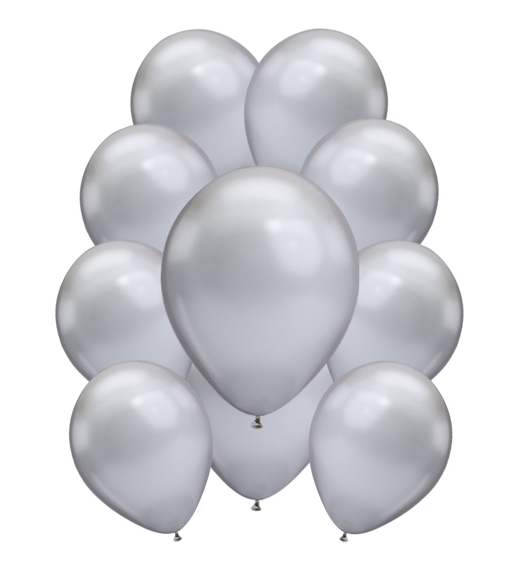 Stříbrné chromové latexové balónky – 10 ks
