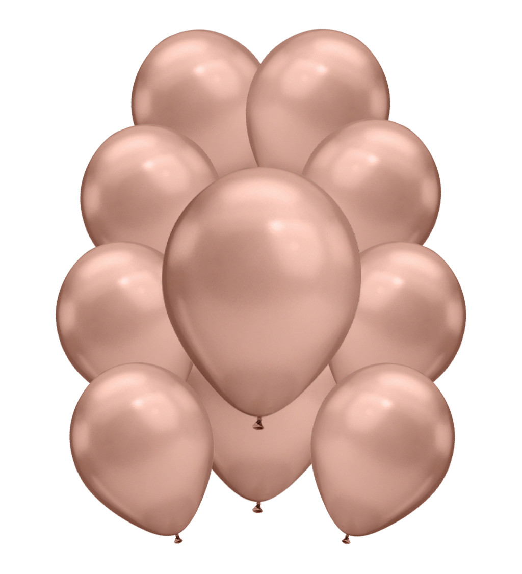 Rosegold chromové latexové balónky – 10 ks