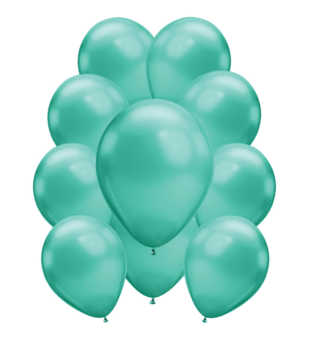 Zelené chromové latexové balónky – 10 ks