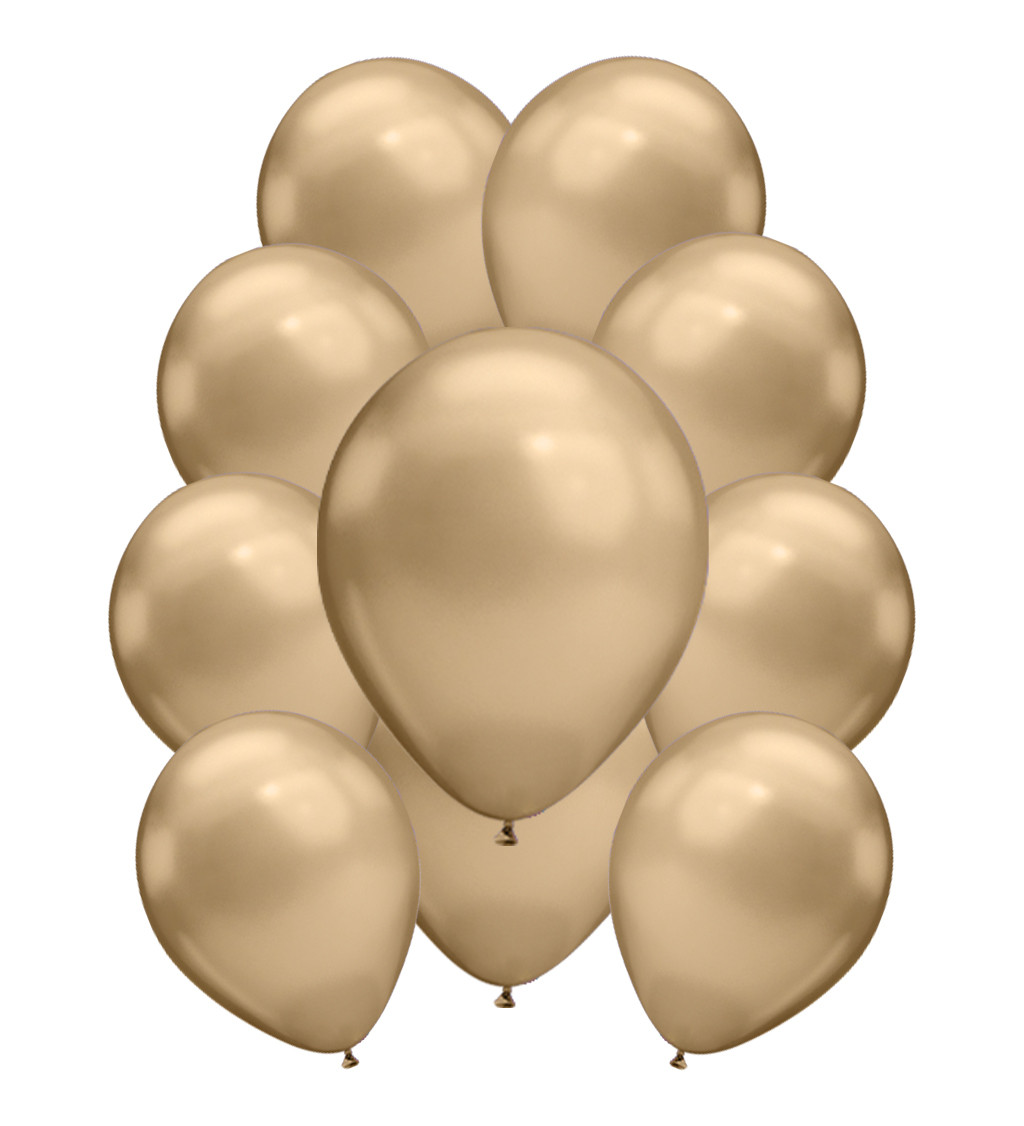 Zlaté chromové latexové balónky – 10 ks